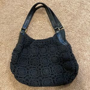 Black crochet purse